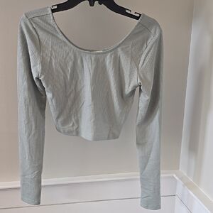 Easel Sage Long Sleeve Fitted Crop Top